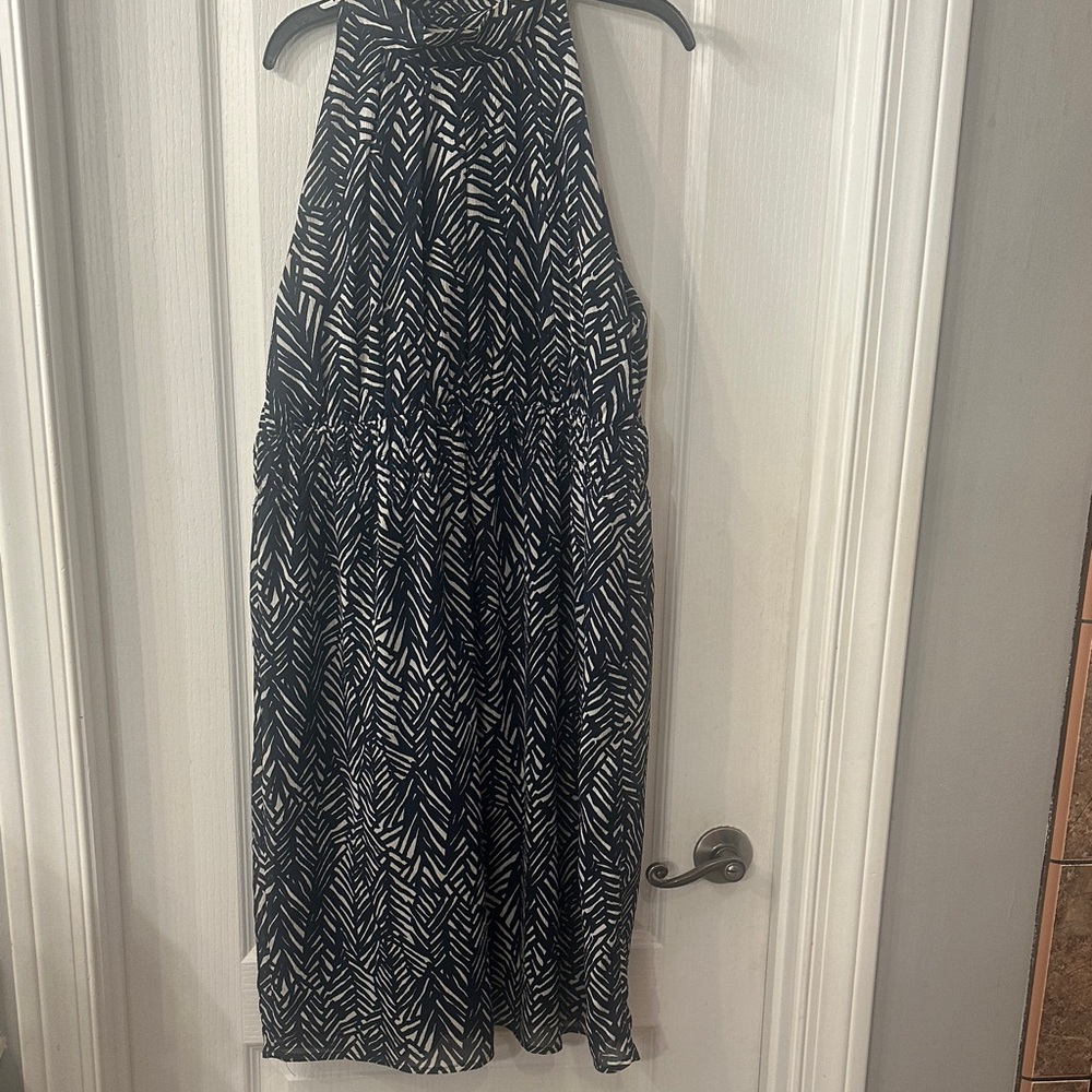 Navy and White Halter Dress- large